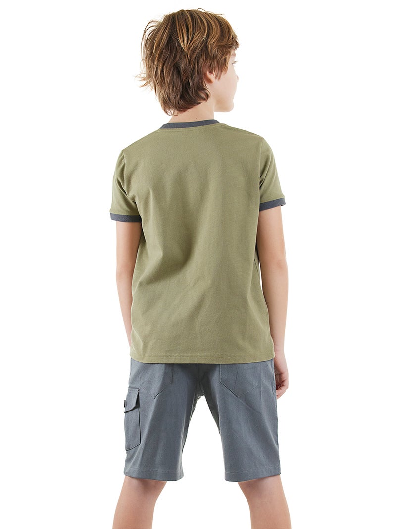 Denokids Explore Boy T-shirt&Gabardine Shorts Set - Image 2